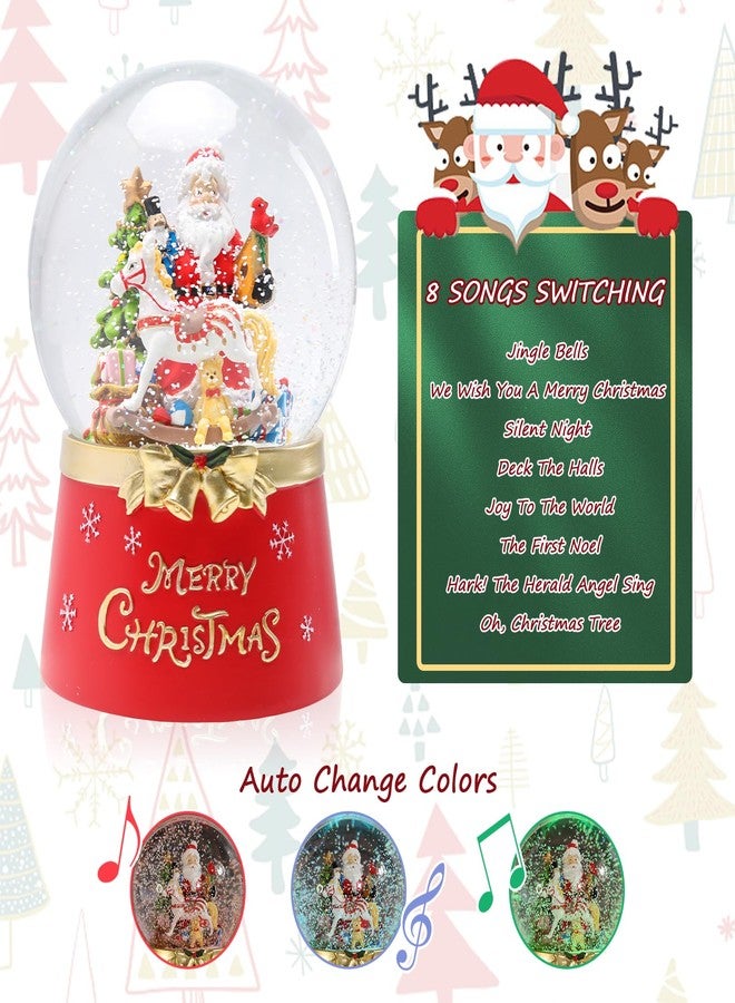 كرة ثلجية لعيد الميلاد من تامان، بابا نويل مع دوامة موسيقية، رقاقات ثلجية مضيئة متلألئة، زينة عيد الميلاد، ديكور منزلي للطاولة - Image 3